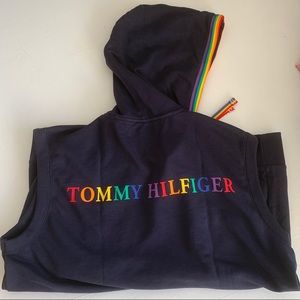Tommy Hilfiger Black Hoodie with Rainbow Accents